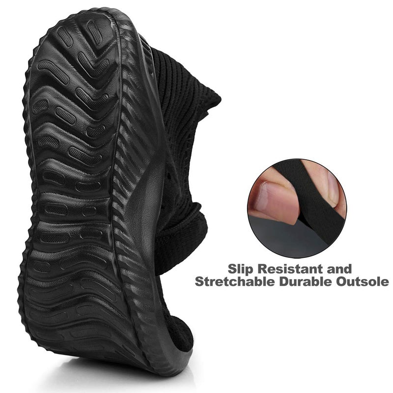 Feethit Womens Slip On Walking Shoes Non Slip Running Shoes Breathable Workout Shoes Lightweight Gym Sneakers All Black Size 7 - Image 3